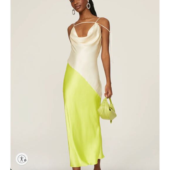 San Sloane Cream Midi Slip Dress SMALL Backless Cocktail Bias Cut Designer $265 - Picture 1 of 12